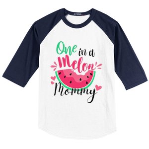 One In A Melon Mommy Summer Birthday Party Matching Family Baseball Sleeve Shirt