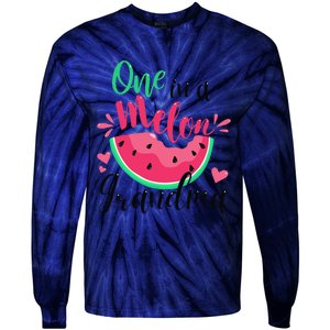 One In A Melon Grandma Summer Birthday Party Matching Tie-Dye Long Sleeve Shirt