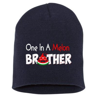 One In A Melon Brother Fathers Day Pun Watermelon Short Acrylic Beanie