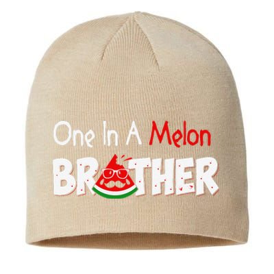 One In A Melon Brother Fathers Day Pun Watermelon Sustainable Beanie