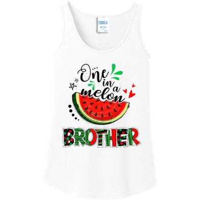 One In A Melon Brother Watermelon Family Matching Summer Ladies Essential Tank