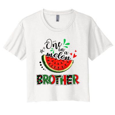 One In A Melon Brother Watermelon Family Matching Summer Women's Crop Top Tee