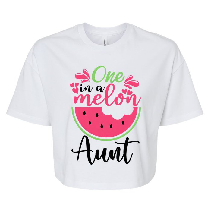 One In A Melon Aunt Waterlemon Summer Vacation Aunt Bella+Canvas Jersey Crop Tee