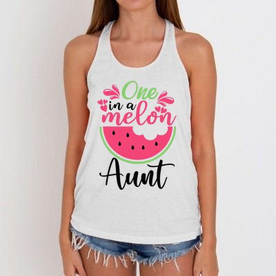 One In A Melon Aunt Waterlemon Summer Vacation Aunt Women's Knotted Racerback Tank