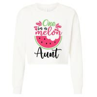 One In A Melon Aunt Waterlemon Summer Vacation Aunt Cropped Pullover Crew