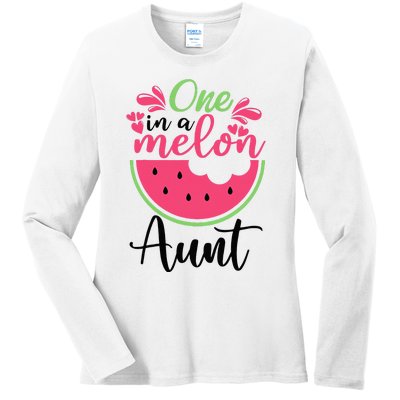 One In A Melon Aunt Waterlemon Summer Vacation Aunt Ladies Long Sleeve Shirt