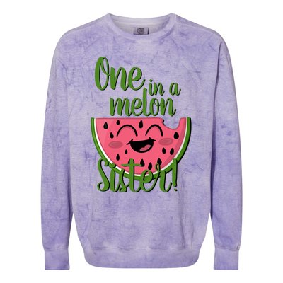 One In A Melon Sister Matching Family Watermelon Colorblast Crewneck Sweatshirt