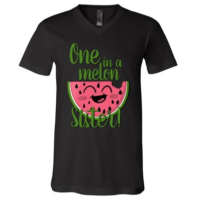 One In A Melon Sister Matching Family Watermelon V-Neck T-Shirt