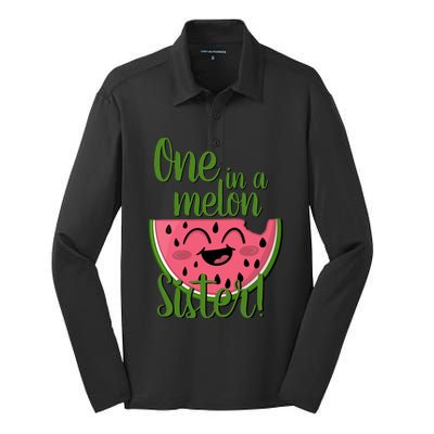 One In A Melon Sister Matching Family Watermelon Silk Touch Performance Long Sleeve Polo