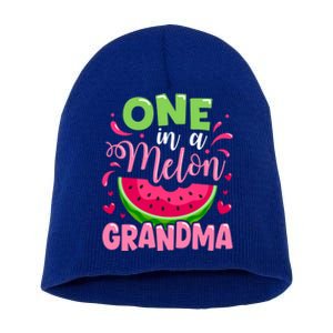 One In A Melon Grandma Summer Birthday Party Family Matching Gift Short Acrylic Beanie