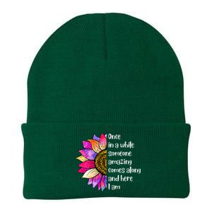 Once In A While Someone Amazing Comes Along Sunflower Knit Cap Winter Beanie