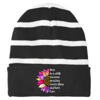 Once In A While Someone Amazing Comes Along Sunflower Striped Beanie with Solid Band