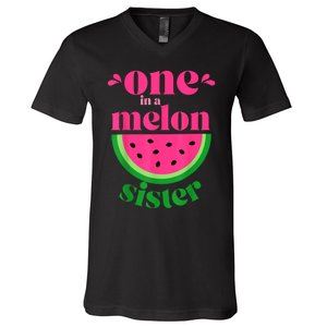 One In A Melon Sister Watermelon Party Family Matching V-Neck T-Shirt