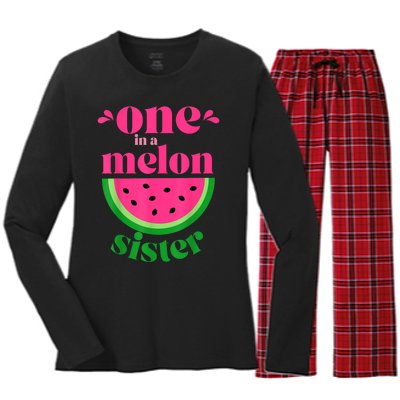 One In A Melon Sister Watermelon Party Family Matching Women's Long Sleeve Flannel Pajama Set 