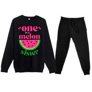 One In A Melon Sister Watermelon Party Family Matching Premium Crewneck Sweatsuit Set