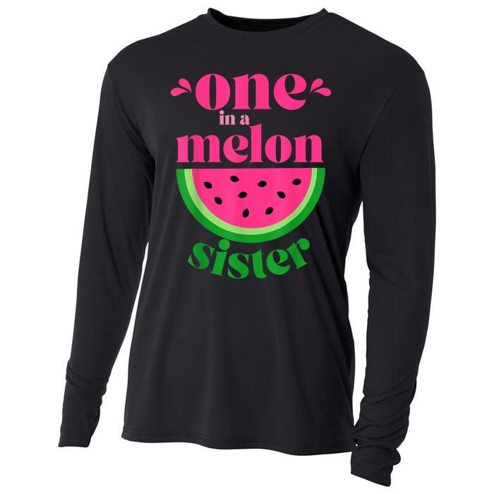 One In A Melon Sister Watermelon Party Family Matching Cooling Performance Long Sleeve Crew