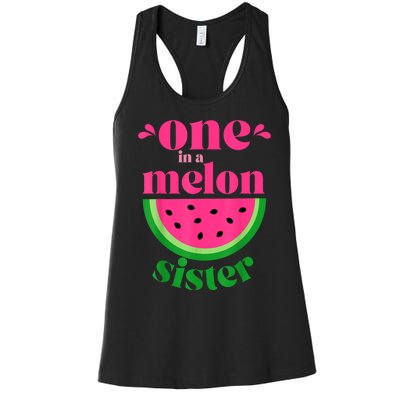 One In A Melon Sister Watermelon Party Family Matching Women's Racerback Tank