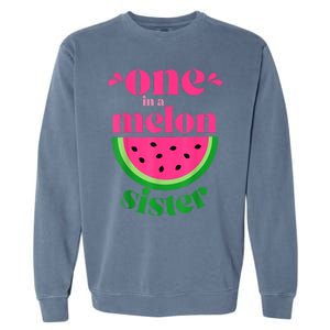 One In A Melon Sister Watermelon Party Family Matching Garment-Dyed Sweatshirt