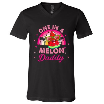 One In A Melon Daddy Rainbow Watermelon Family Matching V-Neck T-Shirt