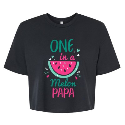 One In A Melon Papa Watermelon Family Matching Bella+Canvas Jersey Crop Tee