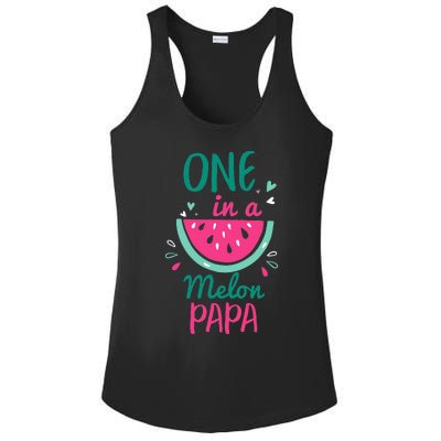 One In A Melon Papa Watermelon Family Matching Ladies PosiCharge Competitor Racerback Tank