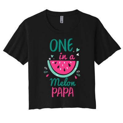 One In A Melon Papa Watermelon Family Matching Women's Crop Top Tee