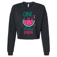 One In A Melon Papa Watermelon Family Matching Cropped Pullover Crew