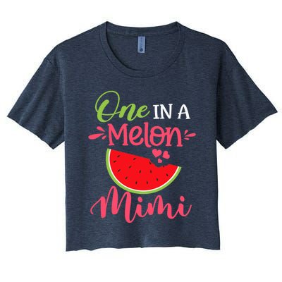 One In A Melon Mimi Watermelon Family Birthday Party Women's Crop Top Tee