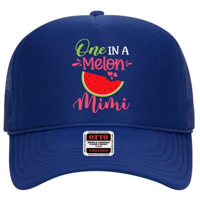 One In A Melon Mimi Watermelon Family Birthday Party High Crown Mesh Back Trucker Hat