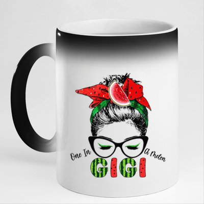 One In A Melon Gigi Messy Bun Watermelon Summer Vibes 11oz Black Color Changing Mug