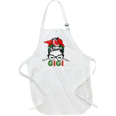 One In A Melon Gigi Messy Bun Watermelon Summer Vibes Full-Length Apron With Pockets