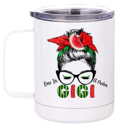 One In A Melon Gigi Messy Bun Watermelon Summer Vibes 12 oz Stainless Steel Tumbler Cup