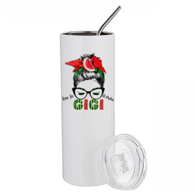 One In A Melon Gigi Messy Bun Watermelon Summer Vibes Stainless Steel Tumbler