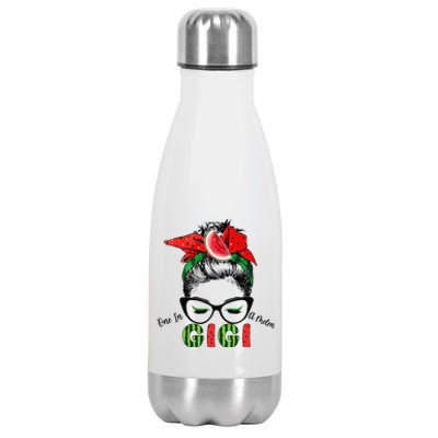 One In A Melon Gigi Messy Bun Watermelon Summer Vibes Stainless Steel Insulated Water Bottle