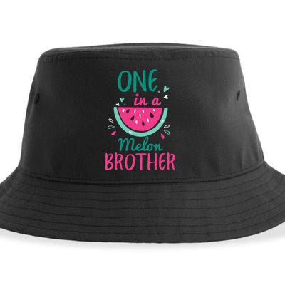 One In A Melon Brother Watermelon Family Matching Sustainable Bucket Hat