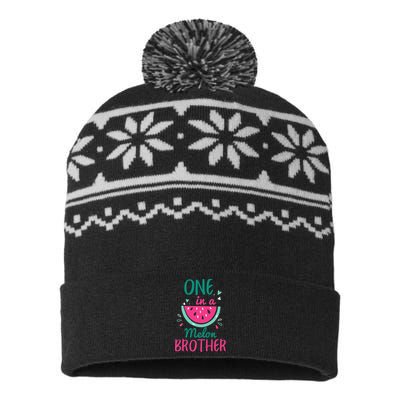 One In A Melon Brother Watermelon Family Matching USA-Made Snowflake Beanie