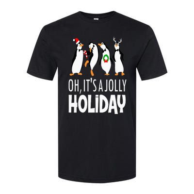 Oh It’s A Jolly a Holidays Christmas Penguin Box Santa Hat Softstyle® CVC T-Shirt