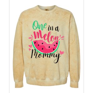 One in a Melon Mommy Summer Birthday Party Matching Family Colorblast Crewneck Sweatshirt