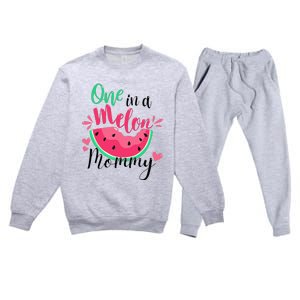 One in a Melon Mommy Summer Birthday Party Matching Family Premium Crewneck Sweatsuit Set