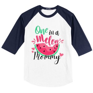 One in a Melon Mommy Summer Birthday Party Matching Family Baseball Sleeve Shirt