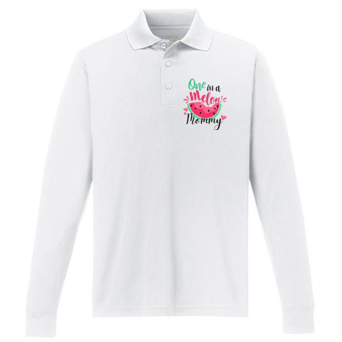 One in a Melon Mommy Summer Birthday Party Matching Family Performance Long Sleeve Polo