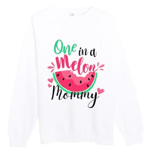 One in a Melon Mommy Summer Birthday Party Matching Family Premium Crewneck Sweatshirt