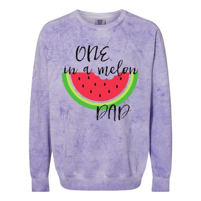 One In A Melon Dad Matching Birthday Gift Sets Parents Colorblast Crewneck Sweatshirt