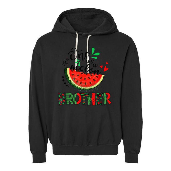 One In A Melon Brother Watermelon Family Matching Summer Garment-Dyed Fleece Hoodie