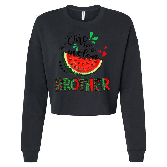 One In A Melon Brother Watermelon Family Matching Summer Cropped Pullover Crew