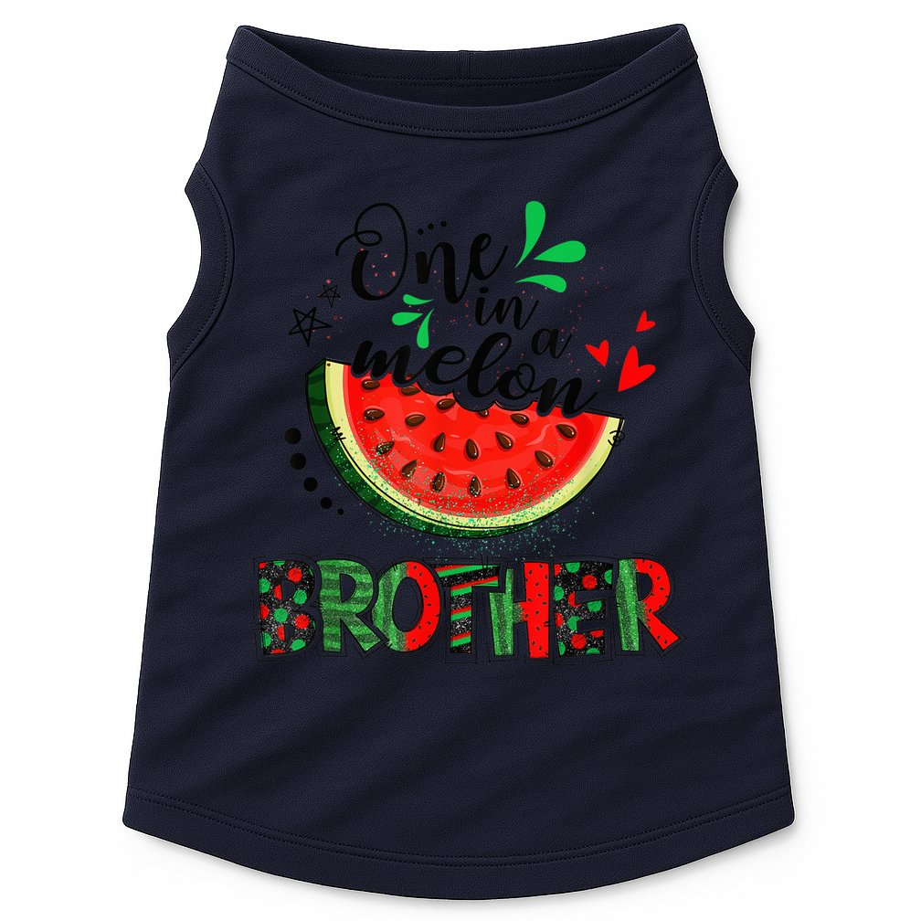 One In A Melon Brother Watermelon Family Matching Summer Doggie Tank