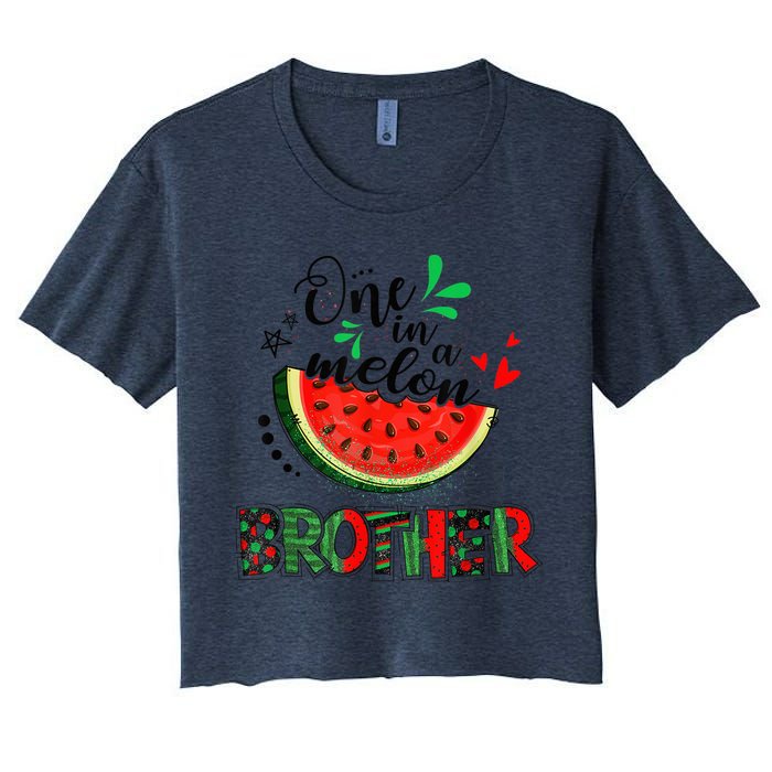 One In A Melon Brother Watermelon Family Matching Summer Crop Top