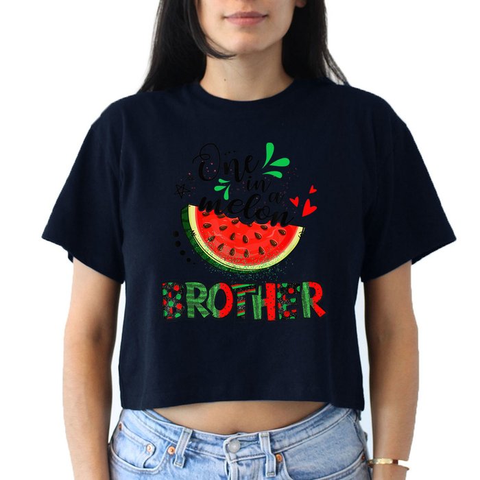 One In A Melon Brother Watermelon Family Matching Summer Crop Top