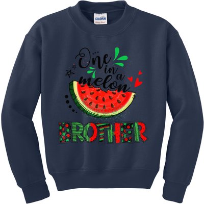 One In A Melon Brother Watermelon Family Matching Summer Kids Sweatshirt