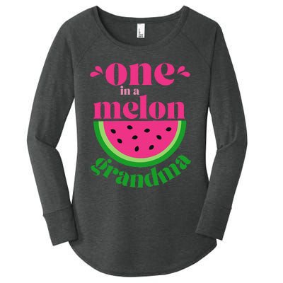 One In A Melon Grandma Watermelon Party Family Matching Women's Perfect Tri Tunic Long Sleeve Shirt